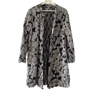 Beau Jours Topper Open Coat Jacket Black White Lace 7W5980 Women's Size XS